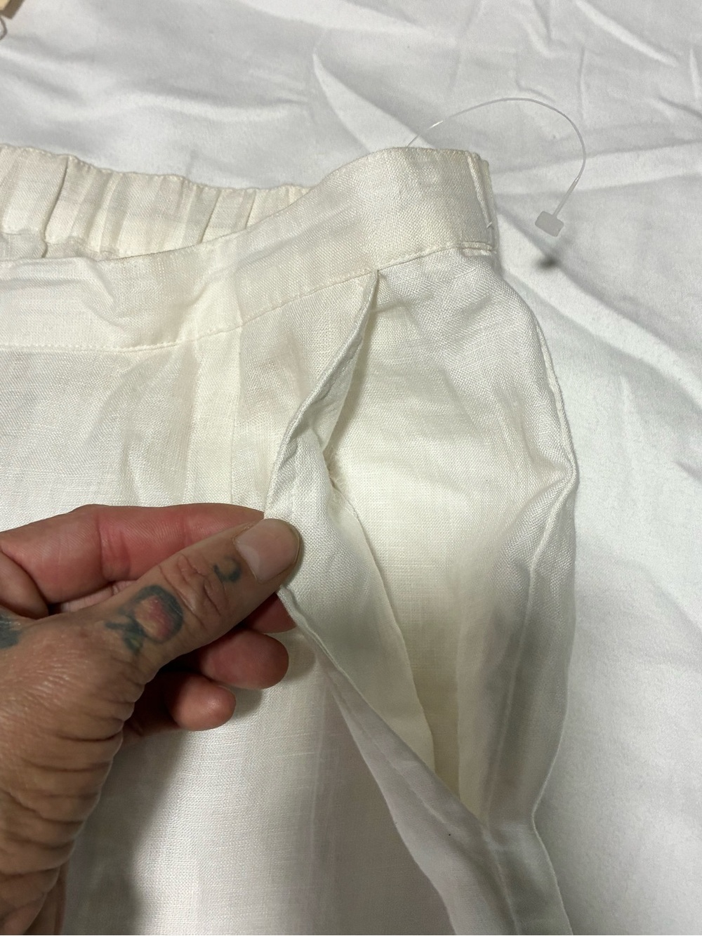 Irish Linen L NWT VTG Embroidered Straight Leg Linen Pants in White Lightweight - Picture 13 of 15